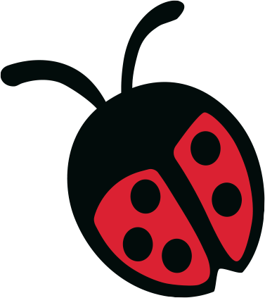 ladybug peeking out of the right side of the page